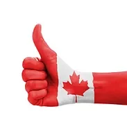 Hand with thumb up, Canada flag painted